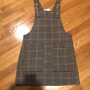 NWT black/brown woven overall dress